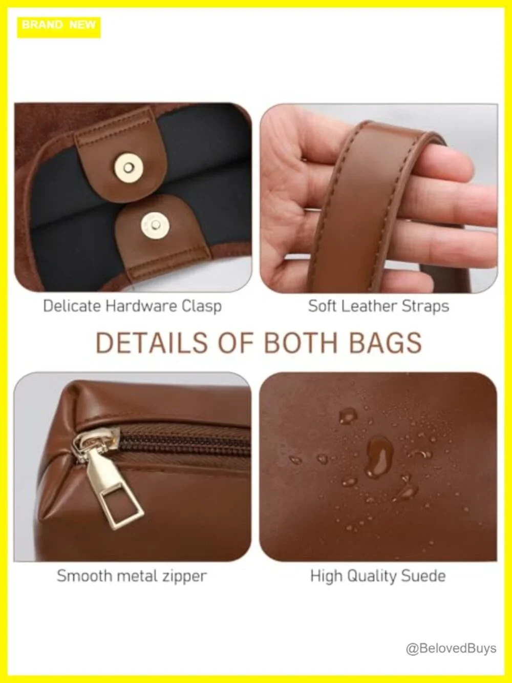 Vegan Leather Purse Set Slouchy Hobo Shoulder Bag & Suede Tote Bag
